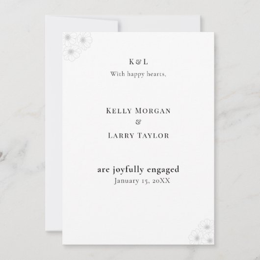 Soft Bloom Elegance Engagement Announcement Card 案内状 (正面)