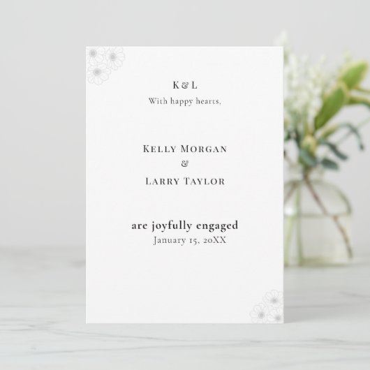 Soft Bloom Elegance Engagement Announcement Card 案内状 (スタンド正面)