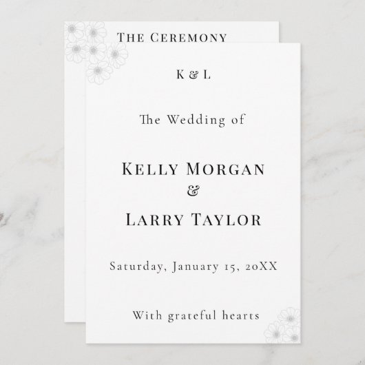 Soft Bloom Elegance Wedding Program プログラム (正面/裏面)