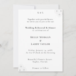 Soft Bloom Elegance Wedding Rehearsal Invitation 招待状