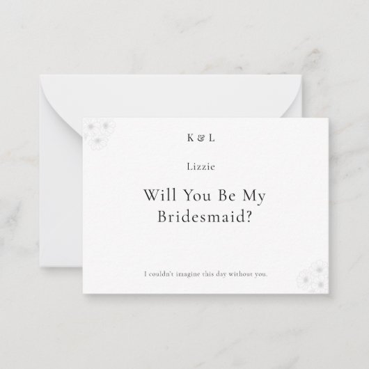 Soft Bloom Elegance Will You Be My Bridesmaid Card ノートカード (正面)