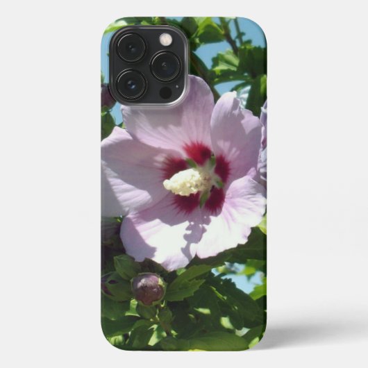 "Soft Blooms: Mauve Hibiscus Flower on a Tree" iPhoneケース (裏面)