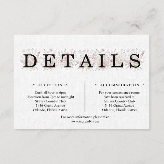 Soft Blooms Spring Floral Details Enclosure Card エンクロージャーカード (正面)