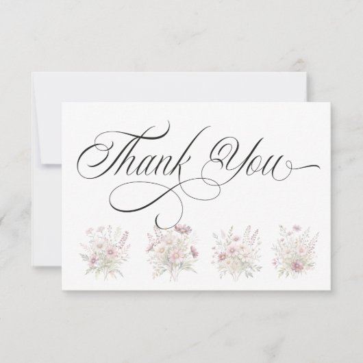 Soft Blooms Spring Floral Thank You Card サンキューカード (正面)