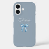 Soft Blue Aesthetic Bow with Custom Name Case-Mate iPhoneケース (裏面)
