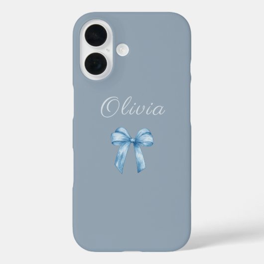 Soft Blue Aesthetic Bow with Custom Name Case-Mate iPhoneケース (裏面)