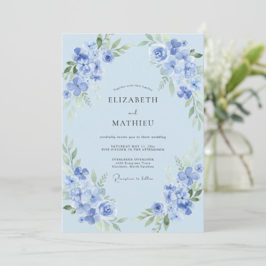 Soft Blue Airy Spring Wedding 招待状 (スタンド正面)