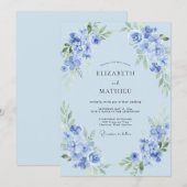 Soft Blue Airy Spring Wedding 招待状 (正面/裏面)