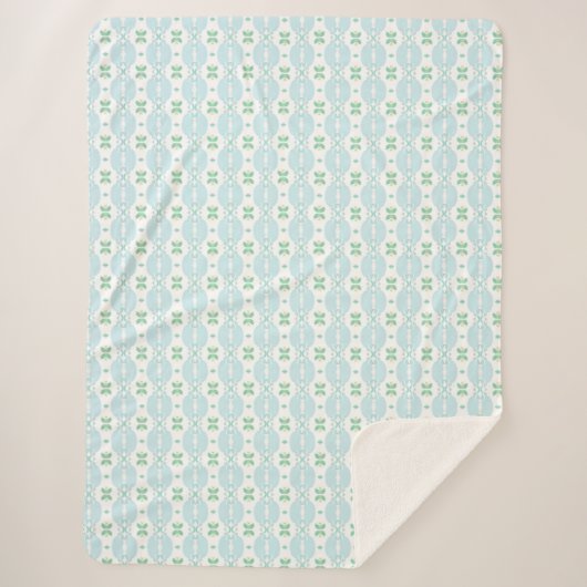 Soft Blue and Mint Vertical Geometric Pattern シェルパブランケット (正面)