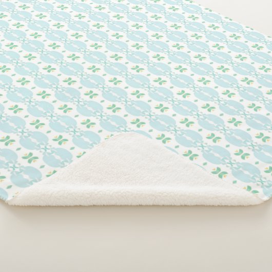 Soft Blue and Mint Vertical Geometric Pattern シェルパブランケット (3/4)