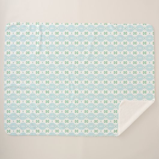 Soft Blue and Mint Vertical Geometric Pattern シェルパブランケット (正面(横))