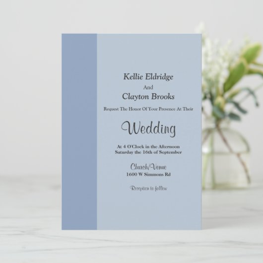 Soft Blue Bar Minimalist Modern Wedding Invitation 招待状 (スタンド正面)