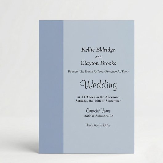 Soft Blue Bar Minimalist Modern Wedding Invitation 招待状