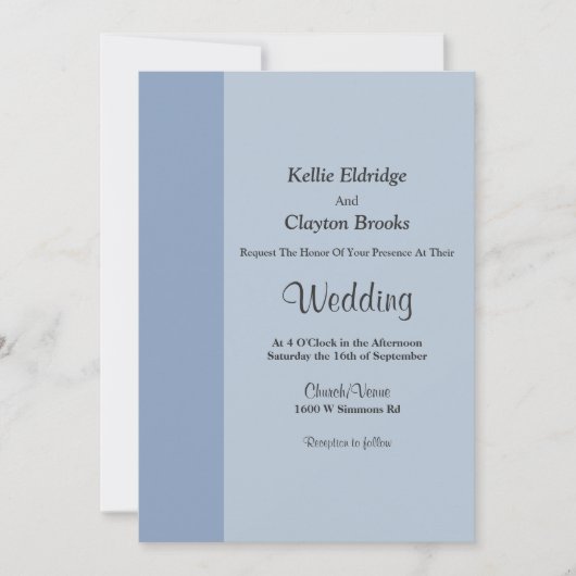 Soft Blue Bar Wedding Invitation 招待状 (正面)