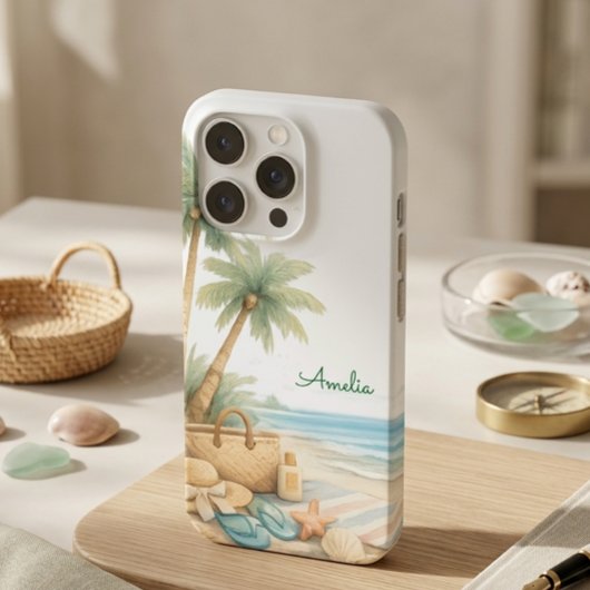 Soft Blue Beach Serenity Minimal Elegant Coastal  iPhoneケース