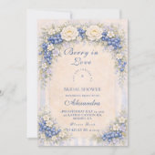 Soft Blue Berry Romance Bridal Shower 招待状 (正面)