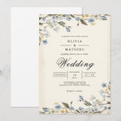 Soft Blue Blossom Arch Wedding 招待状 (正面/裏面)