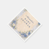 Soft Blue Blueberry Baby Shower スタンダードカクテルナプキン (角)