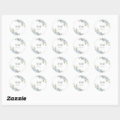 Soft Blue Botanical Wedding Classic Round Sticker ラウンドシール (シート)