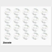 Soft Blue Botanical Wedding Classic Round Sticker ラウンドシール (シート)