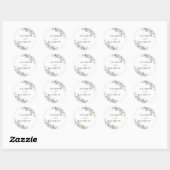 Soft Blue Botanical Wedding Classic Round Sticker ラウンドシール (シート)