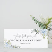 Soft Blue Botanical Wedding Head Table Sign (スタンド正面)