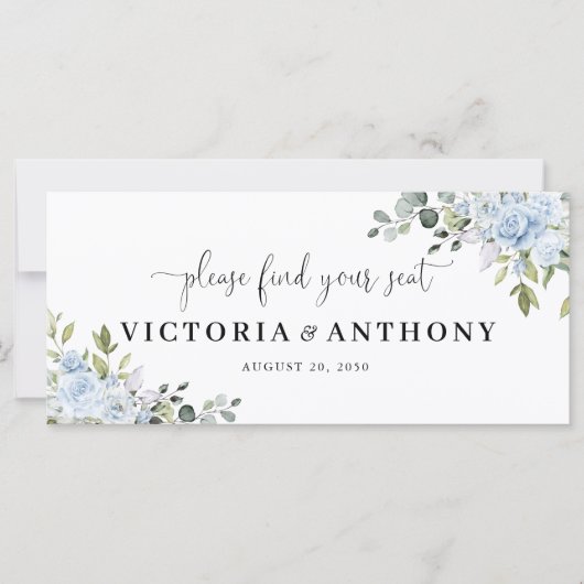 Soft Blue Botanical Wedding Head Table Sign (正面)