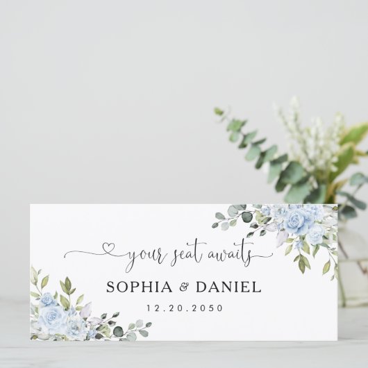 Soft Blue Botanical Wedding Head Table Sign (スタンド正面)