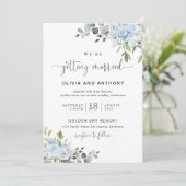 Soft Blue Botanical Wedding Invitation 招待状 (スタンド正面)
