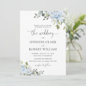 Soft Blue Botanical Wedding Invitation 招待状 (スタンド正面)