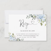 Soft Blue Botanical Wedding Online RSVP Card (正面)