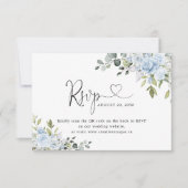 Soft Blue Botanical Wedding Website QR Code RSVP (正面)