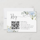 Soft Blue Botanical Wedding Website QR Code RSVP (正面)