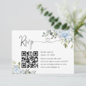 Soft Blue Botanical Wedding Website QR Code RSVP (スタンド正面)