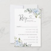 Soft Blue Botanical Wedding With Meal Choice RSVP  (正面)