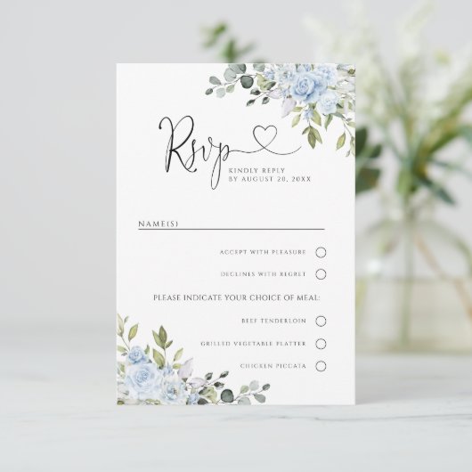 Soft Blue Botanical Wedding With Meal Choice RSVP  (スタンド正面)
