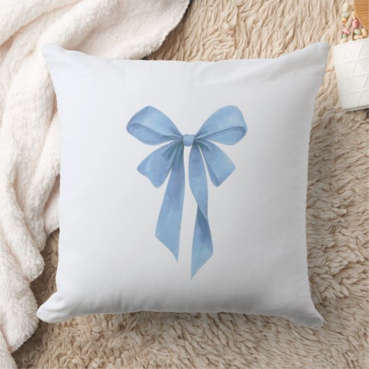 Soft Blue Bow Boy Baby Shower クッション (ブランケット)