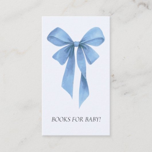 Soft Blue Bow Boy Baby Shower Books For Baby エンクロージャーカード (正面)