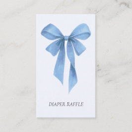 Soft Blue Bow Boy Baby Shower Diaper Raffle エンクロージャーカード