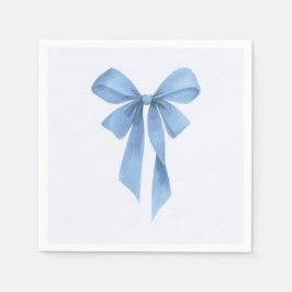 Soft Blue Bow Boy Baby Shower Napkins スタンダードカクテルナプキン