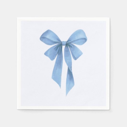 Soft Blue Bow Boy Baby Shower Napkins スタンダードカクテルナプキン (正面)