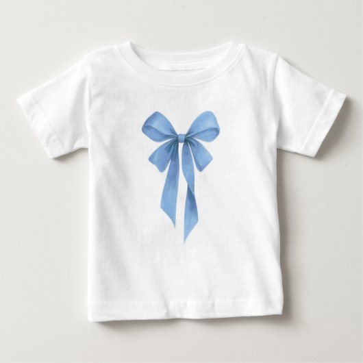 Soft Blue Bow Boy Baby Shower Party ベビーTシャツ (正面)