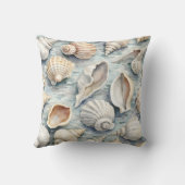 Soft Blue Coastal Seashell Watercolor クッション (裏面)