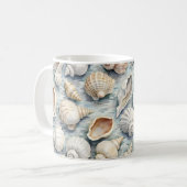 Soft Blue Coastal Seashell Watercolor コーヒーマグカップ (正面左)