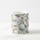 Soft Blue Coastal Seashell Watercolor コーヒーマグカップ (中央)