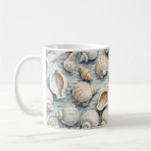 Soft Blue Coastal Seashell Watercolor コーヒーマグカップ (左)