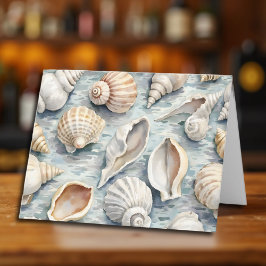 Soft Blue Coastal Seashell Watercolor Collection ノートカード