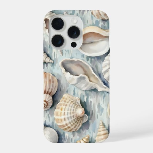 Soft Blue Coastal Seashell Watercolor iPhoneケース (裏面)