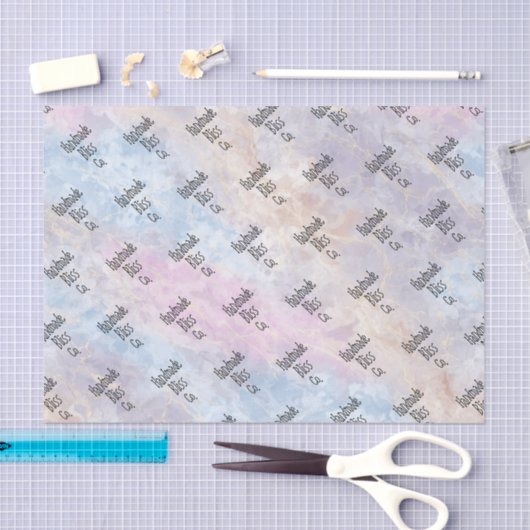 Soft Blue Colorful Marble 薄葉紙 (クラフト)