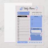Soft Blue Daily Planner with Mood & Water Track シーズンカード (正面/裏面)